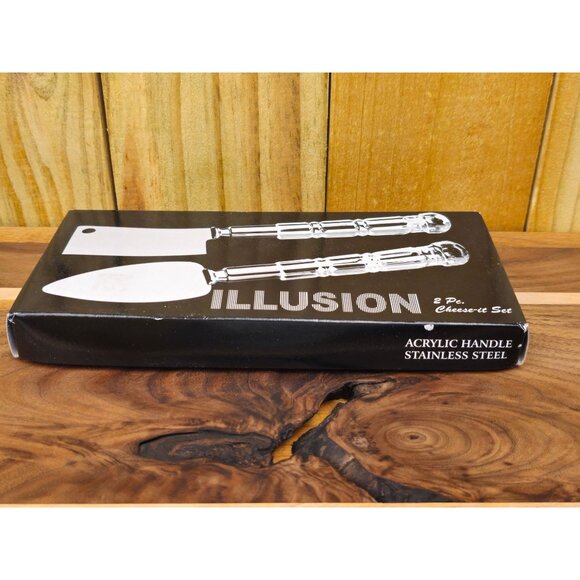 Illusion 2-Piece Cheese Knife & Spreader Set With Acrylic Handles & Stainless St - Picture 2 of 8